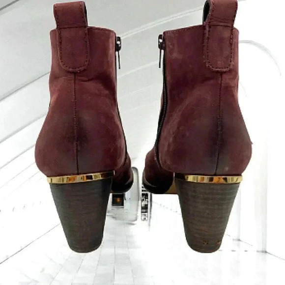 Steve Madden 9 Rider Western Burgundy Burnished Leather Ankle - Picture 4 of 8